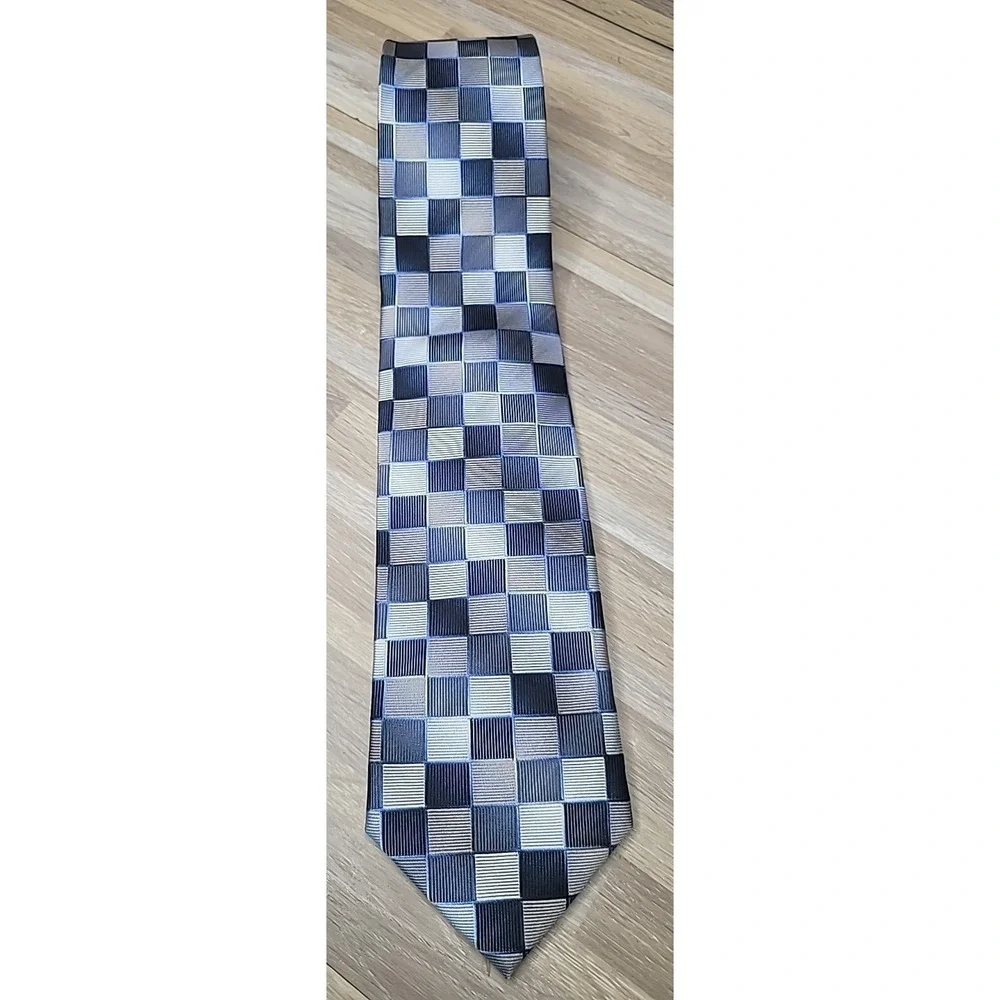Pronto Uomo Couture Silk Tie Checker Pattern Mens Wearhouse New w Tag
